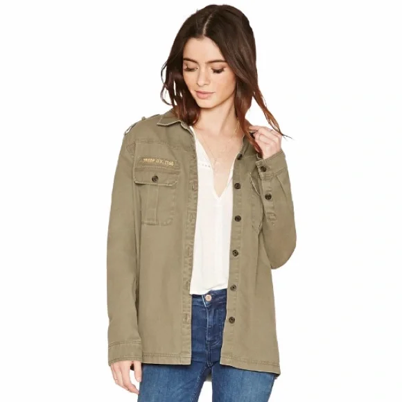 Forever 21 Army Green Women's Blue Troop Patch Utility Jacket